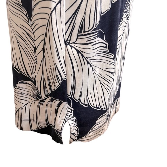 Talbots Palm Leaf Print 100% Cotton Dress Navy Blue and White Size Medium - Picture 10 of 10